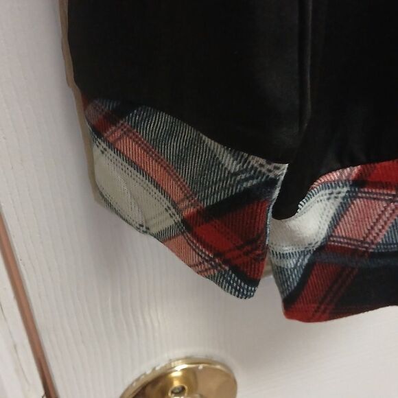 DRESSFO Plaid Trim Black Long Sleeve Top COWL NECK OR NOT! Size XL NWT - Picture 4 of 12